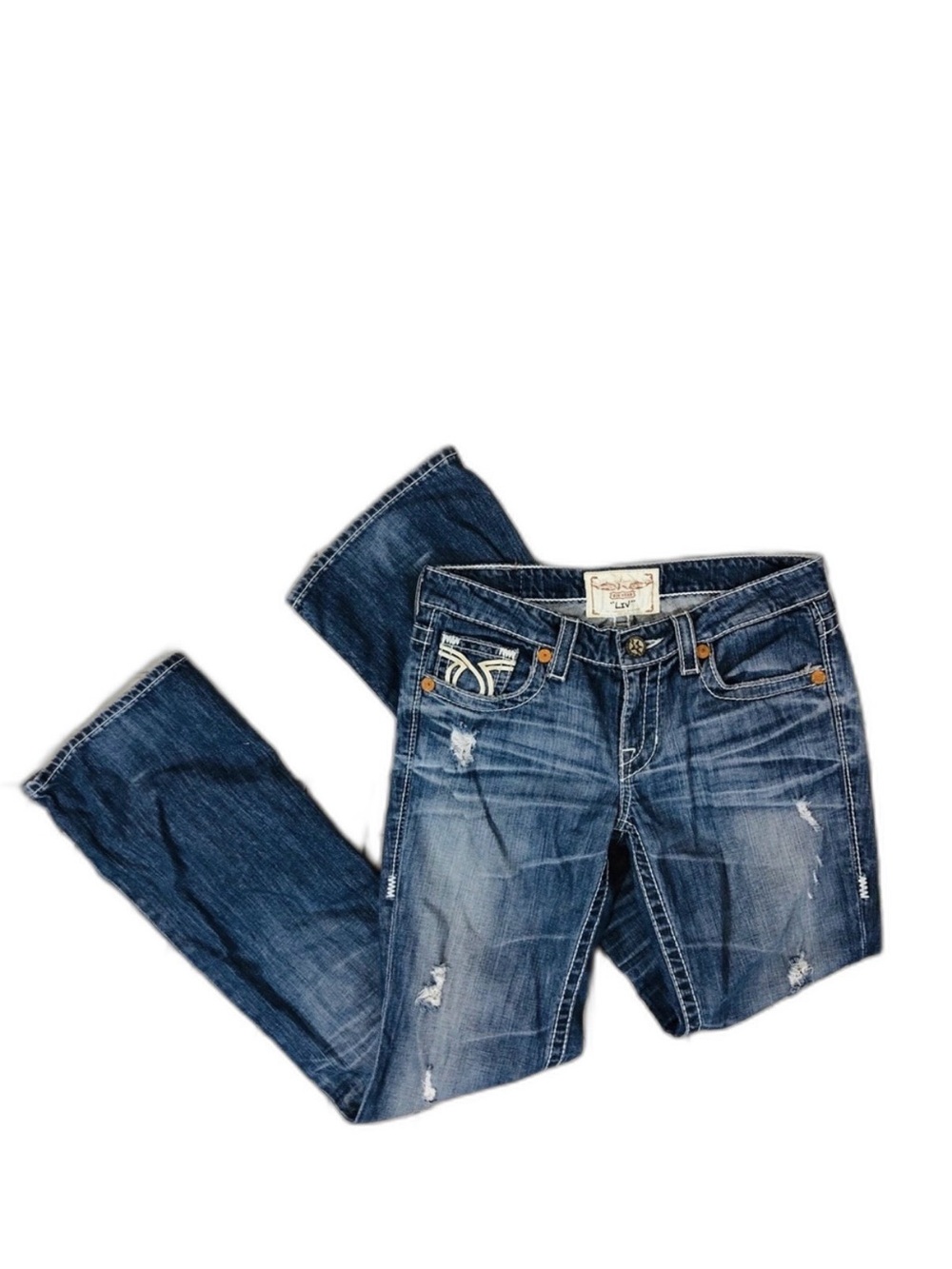 Big Star Women’s Boot Cut Distressed Blue Jeans